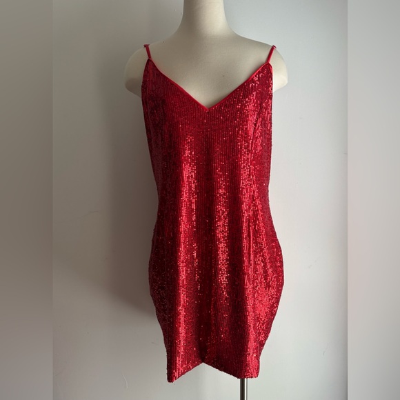 Fashion Nova Dresses & Skirts - Glamour Sequin Mini Dress - Red